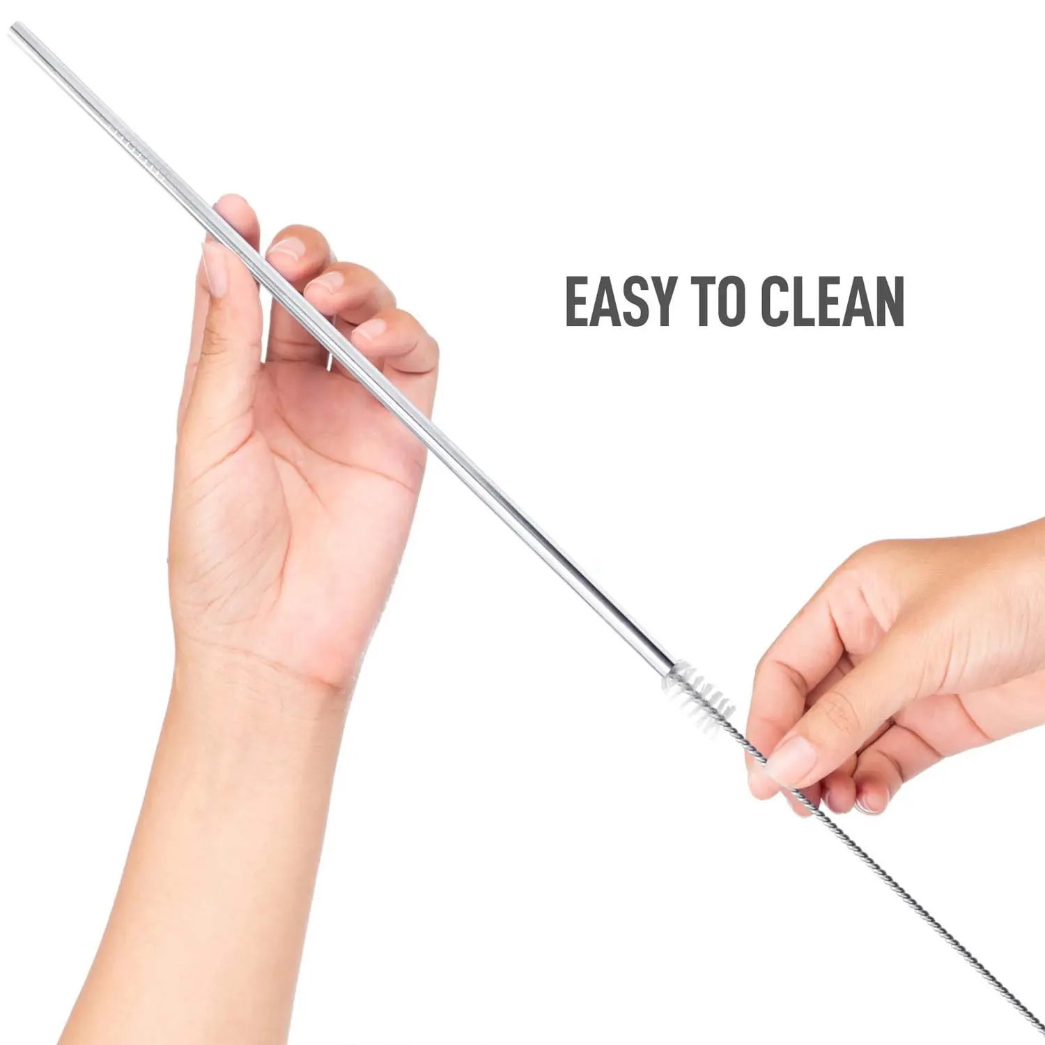 Stainless Steel Straws - Eco-Friendly Reusable Straws - Set of 2 with Cleaning Brush
