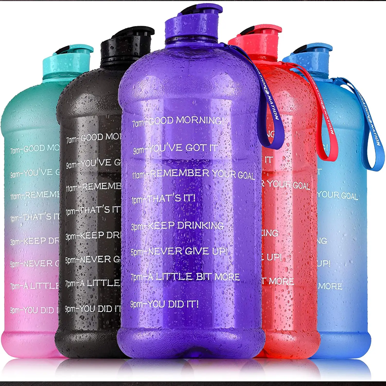 Hydration Nation 1 Gallon Water Bottle With Motivational Time Reminder