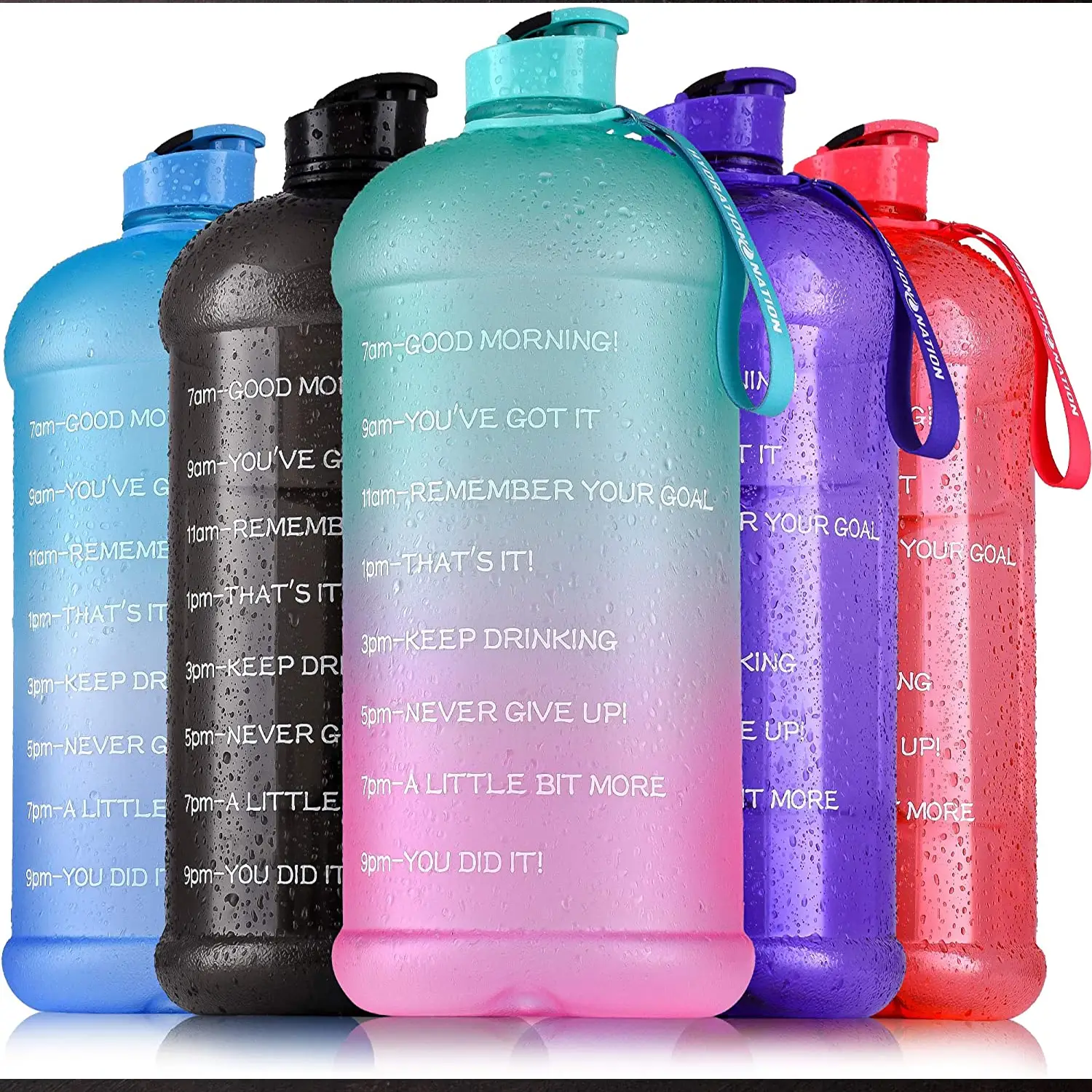 Hydration Nation 1 Gallon Water Bottle With Motivational Time Reminder