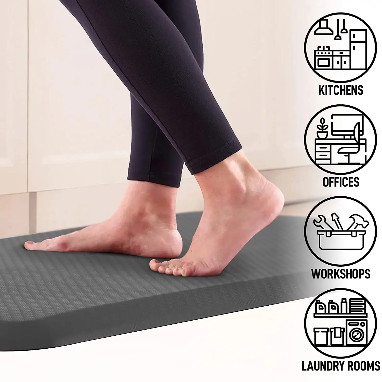 Zulay Home Anti Fatigue Mat - Thick Cushioned Non Slip Foam