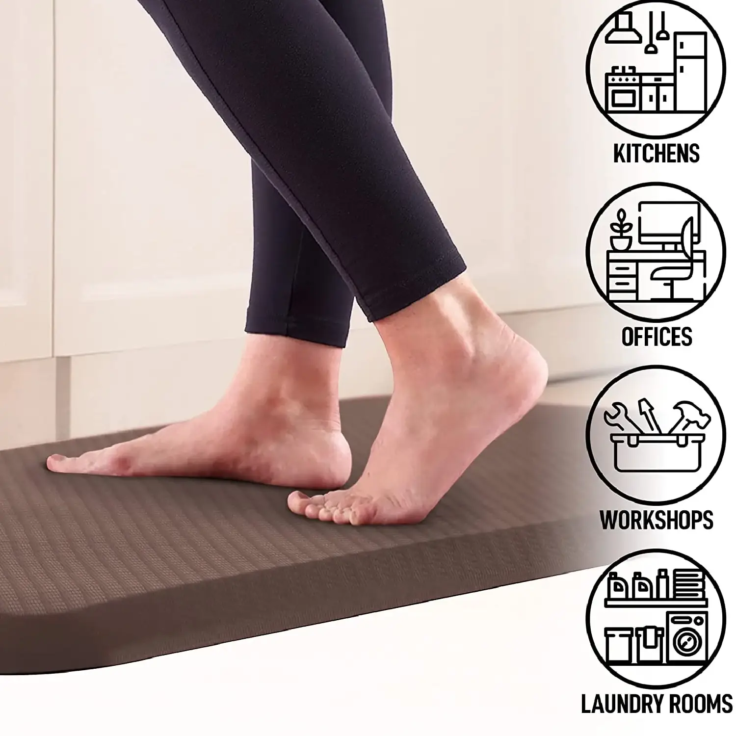 Zulay Home Anti Fatigue Mat - Thick Cushioned Non Slip Foam