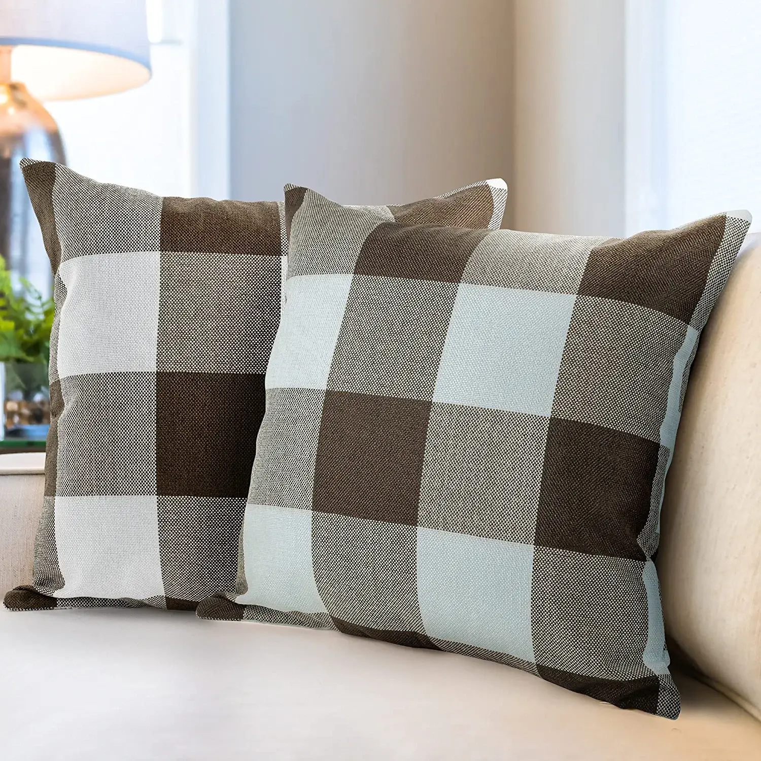 Zulay Home Buffalo Plaid Throw Pillow Covers - Pack Of 2