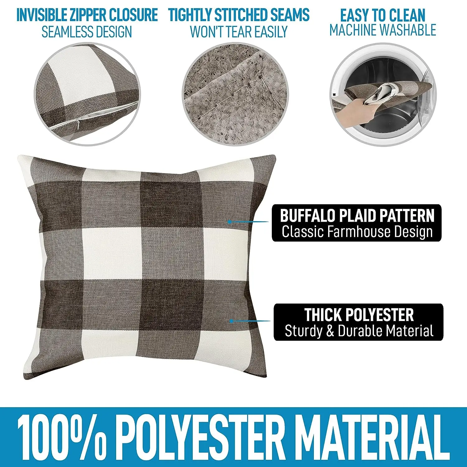 Zulay Home Buffalo Plaid Throw Pillow Covers - Pack Of 2