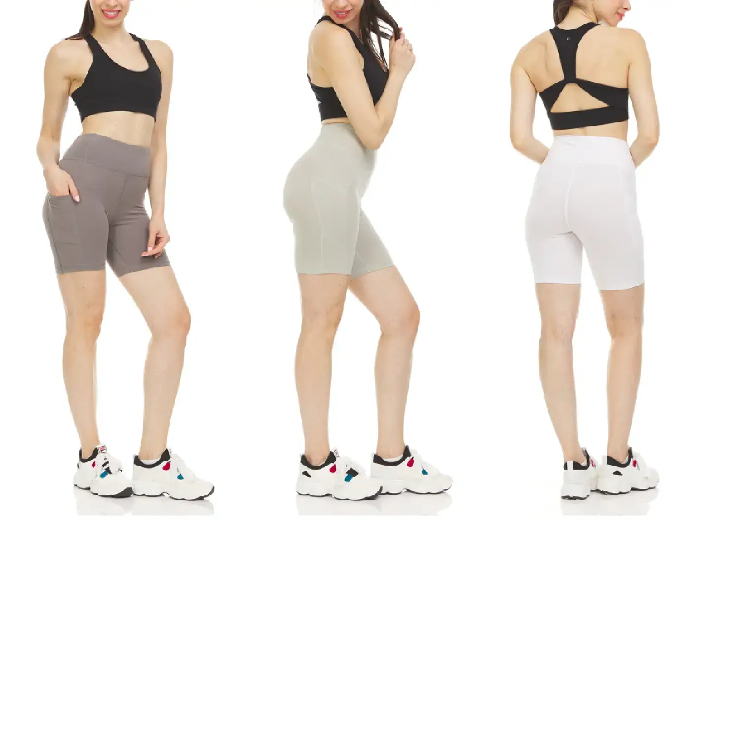 Women's High Waist Tummy Control Yoga Biker Shorts Available in 3 Pack