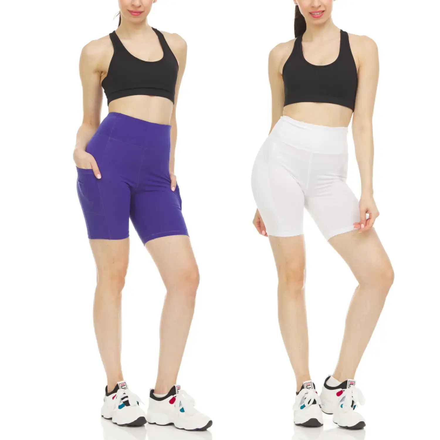 Women's High Waist Tummy Control Yoga Biker Shorts 2 Pack