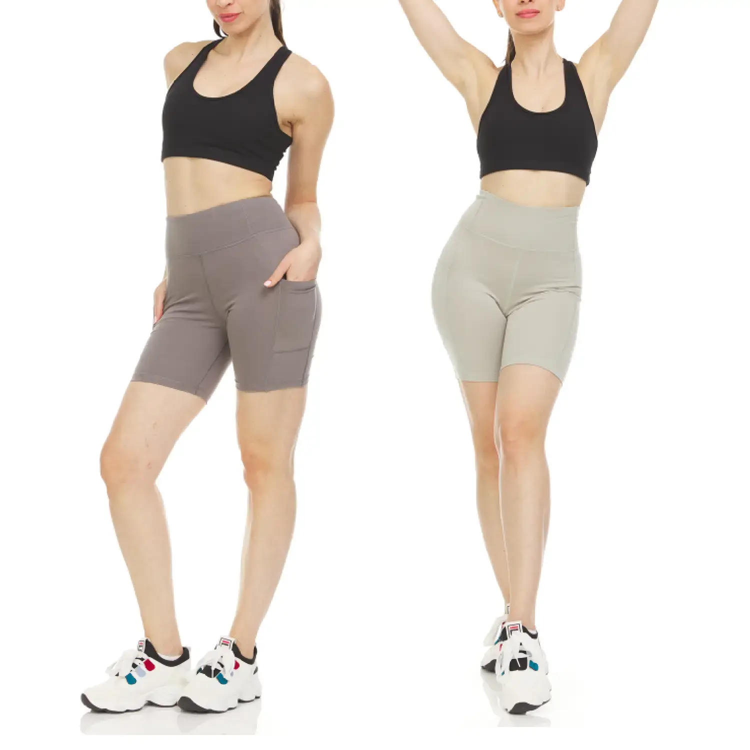 Women's High Waist Tummy Control Yoga Biker Shorts 2 Pack