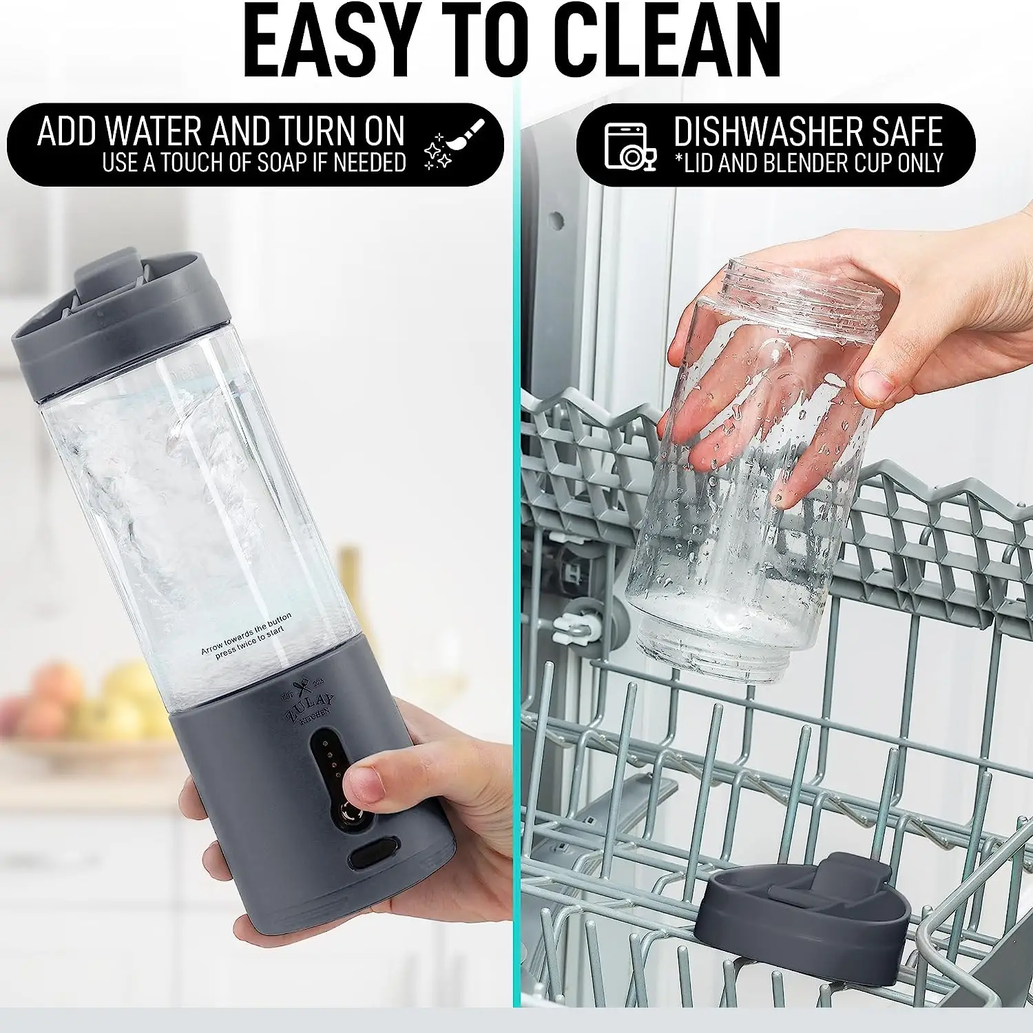 Zulay Kitchen 18 oz Personal Blenders that Crush Ice - USB-C Rechargeable Cordless Travel Blender