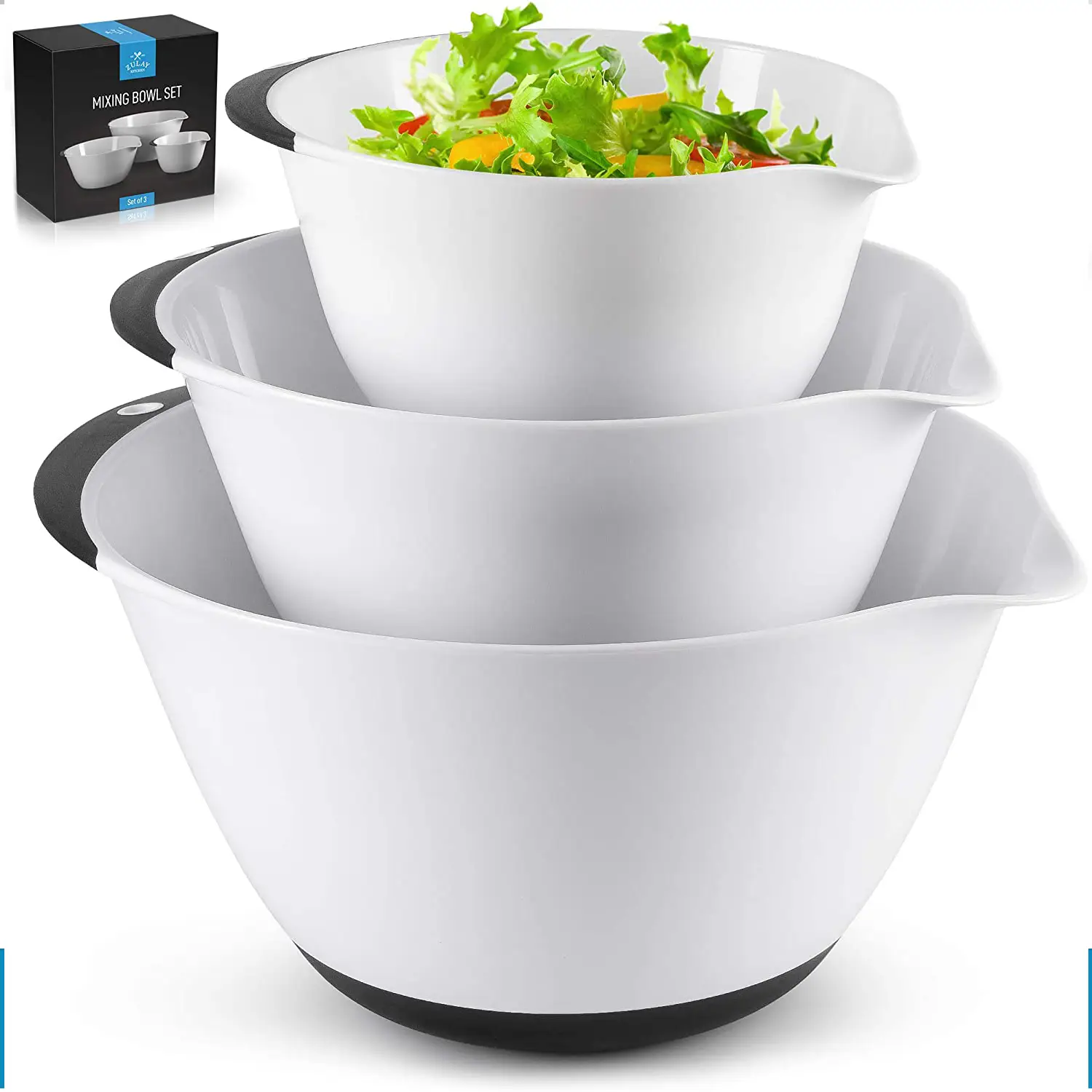 3-Piece Plastic Mixing Bowl Set