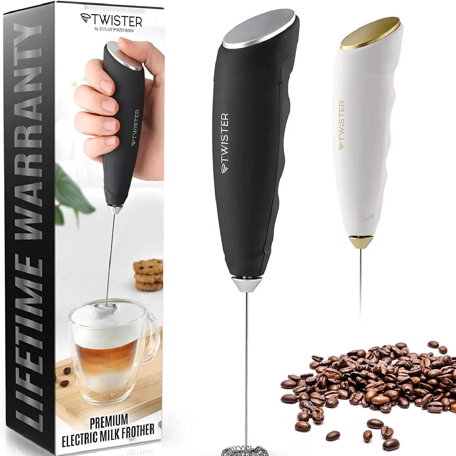 Powerful Twister Milk Frother Handheld Foam Maker for Lattes 