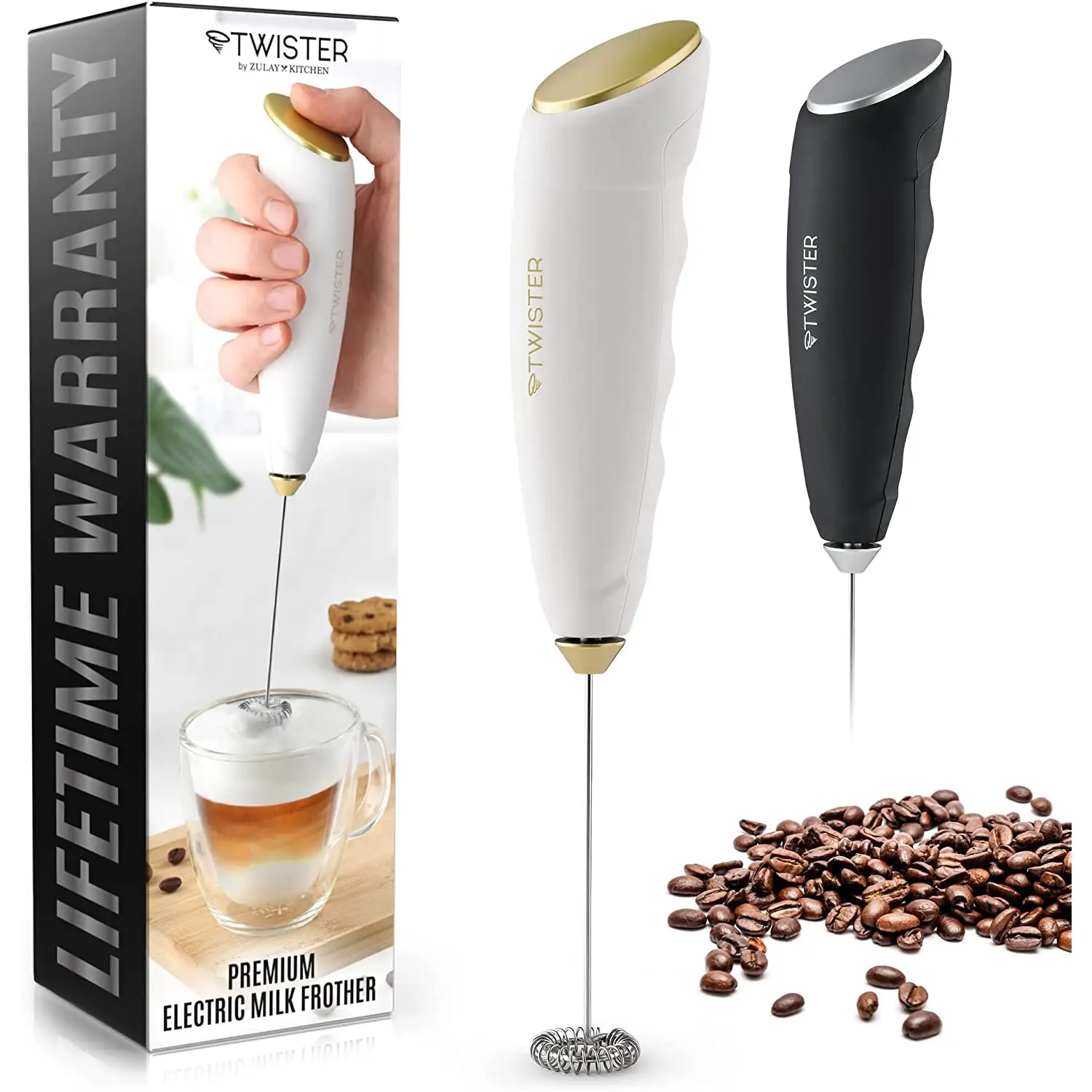 Powerful Twister Milk Frother Handheld Foam Maker for Lattes 