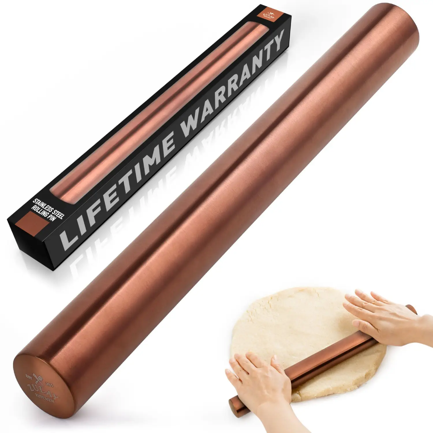 Zulay Kitchen Stainless Steel Rolling Pin - Copper