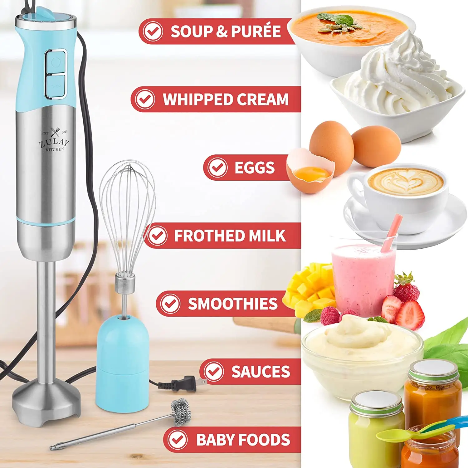  Zulay Kitchen Immersion Hand Blender - 500W