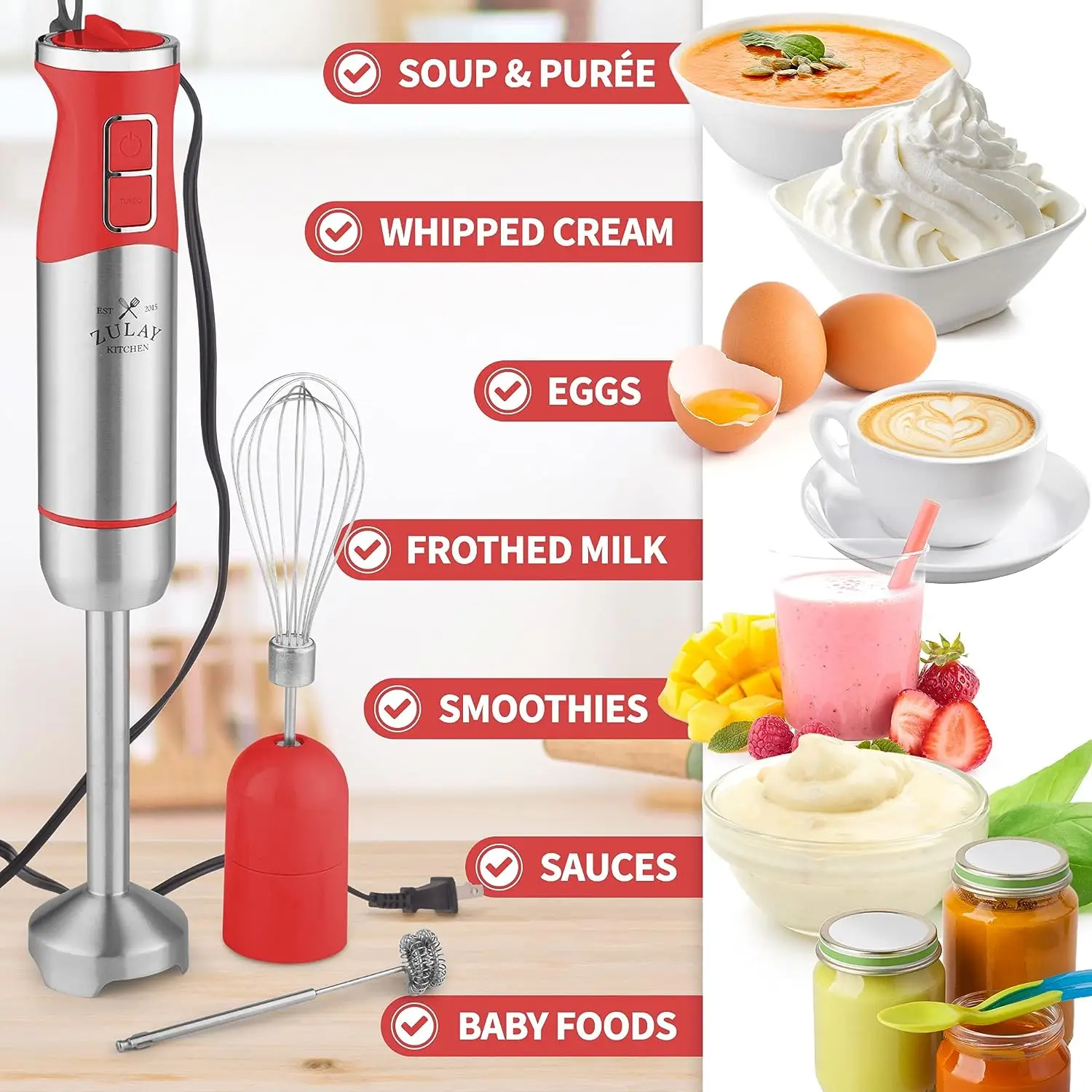  Zulay Kitchen Immersion Hand Blender - 500W