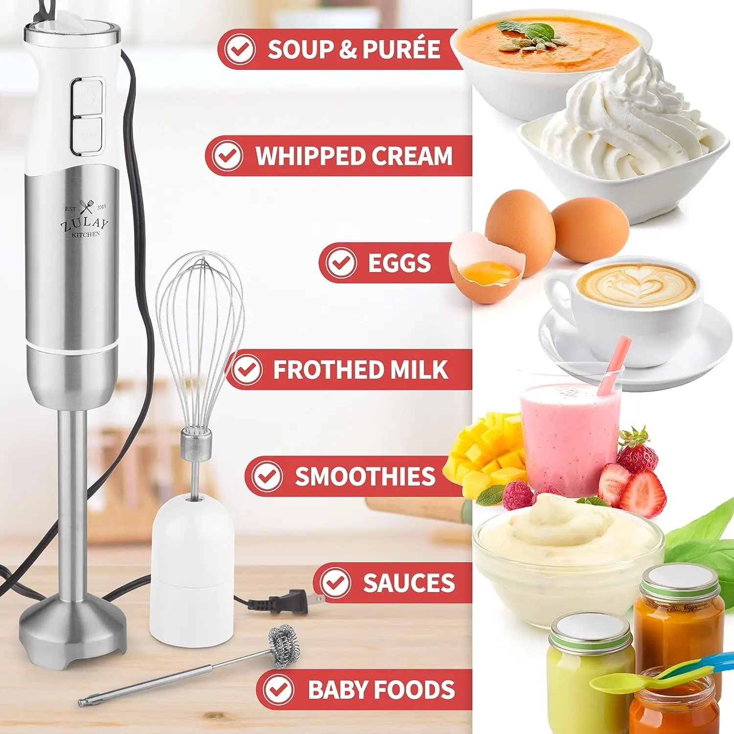  Zulay Kitchen Immersion Hand Blender - 500W