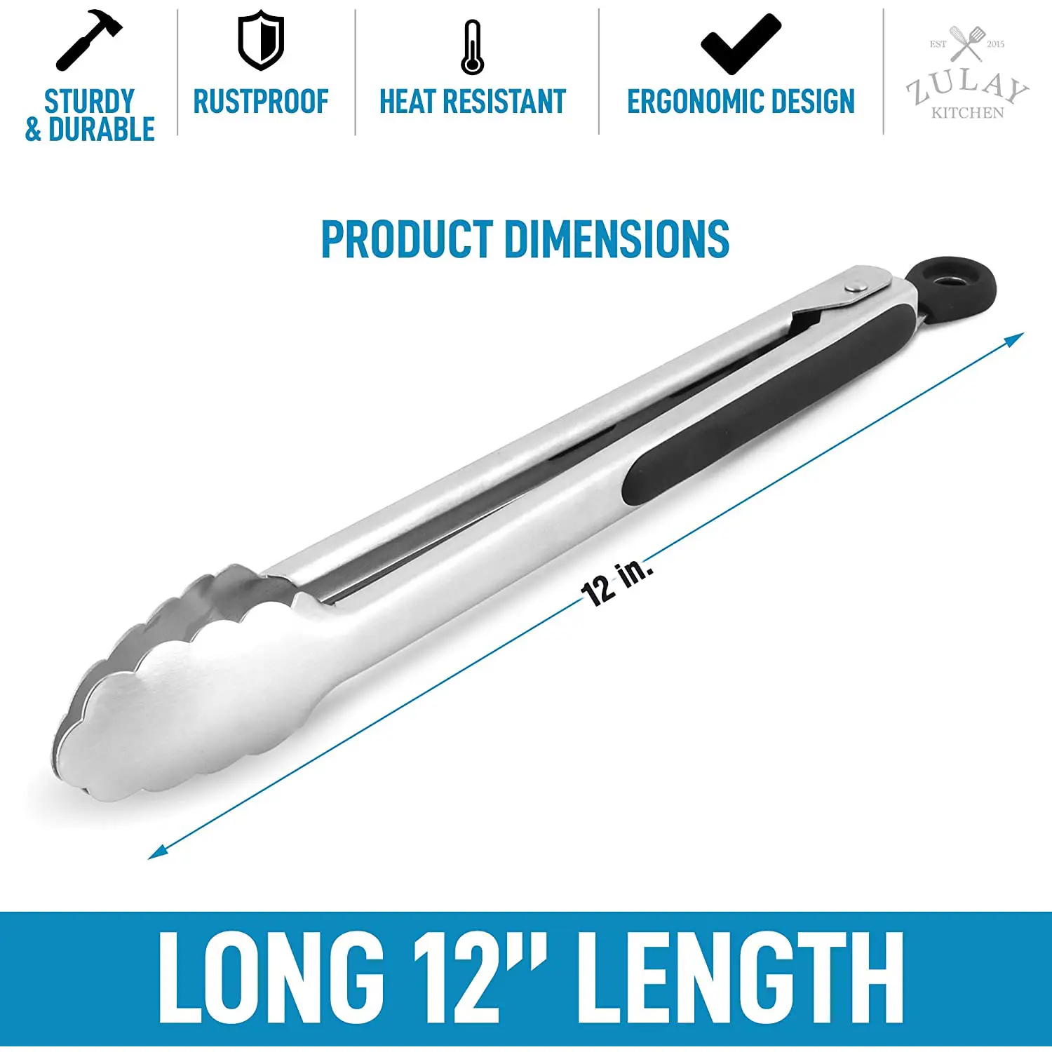 Stainless Steel Tongs - 12 inch