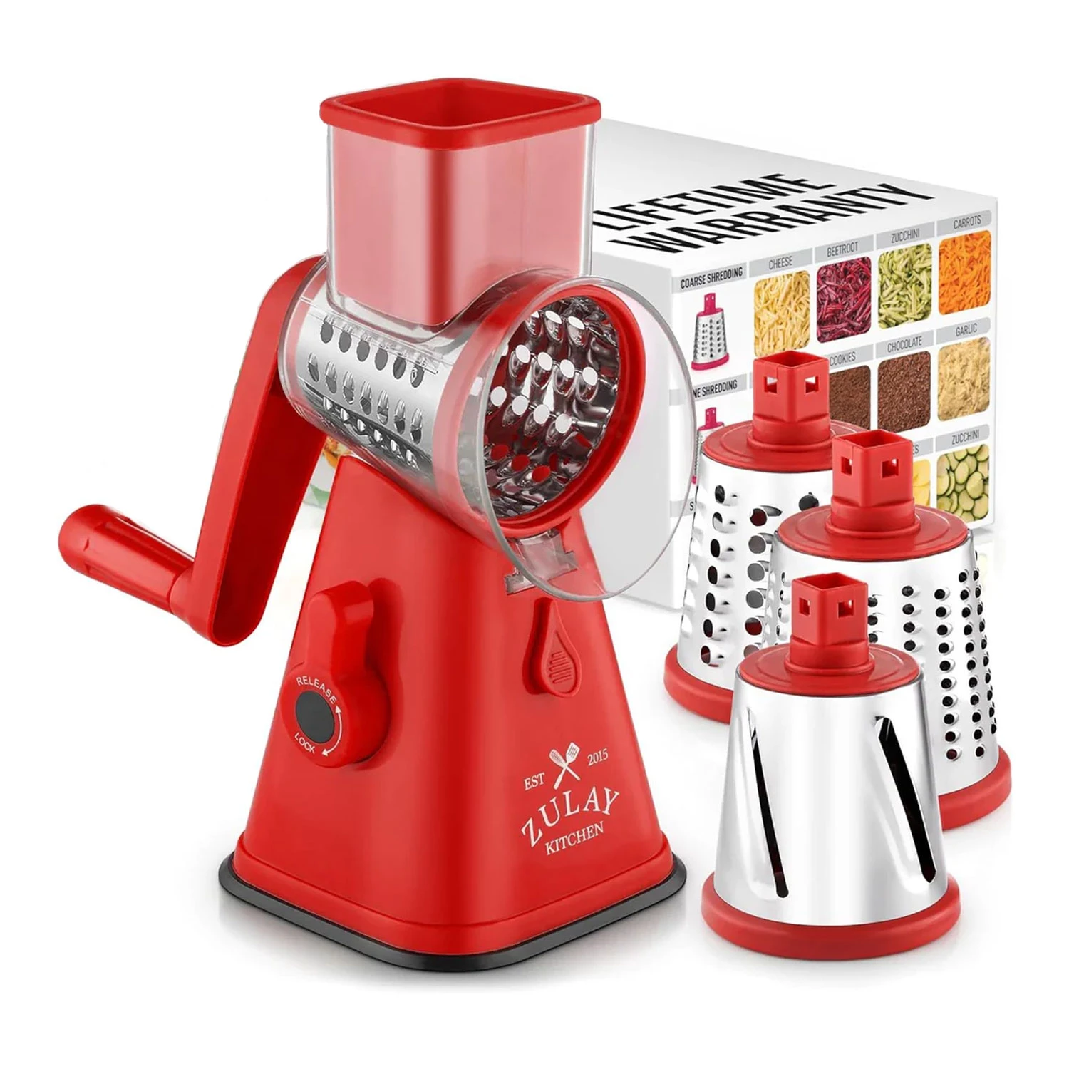 Manual Rotary Cheese Grater with Handle-3 Blades