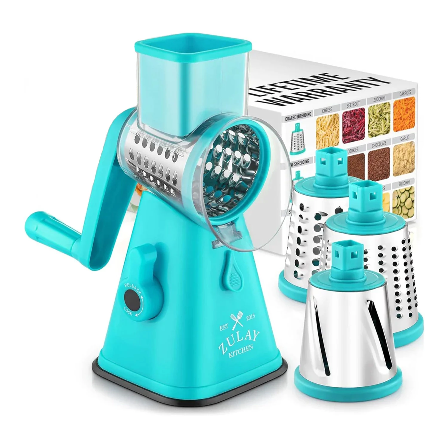 Manual Rotary Cheese Grater with Handle-3 Blades