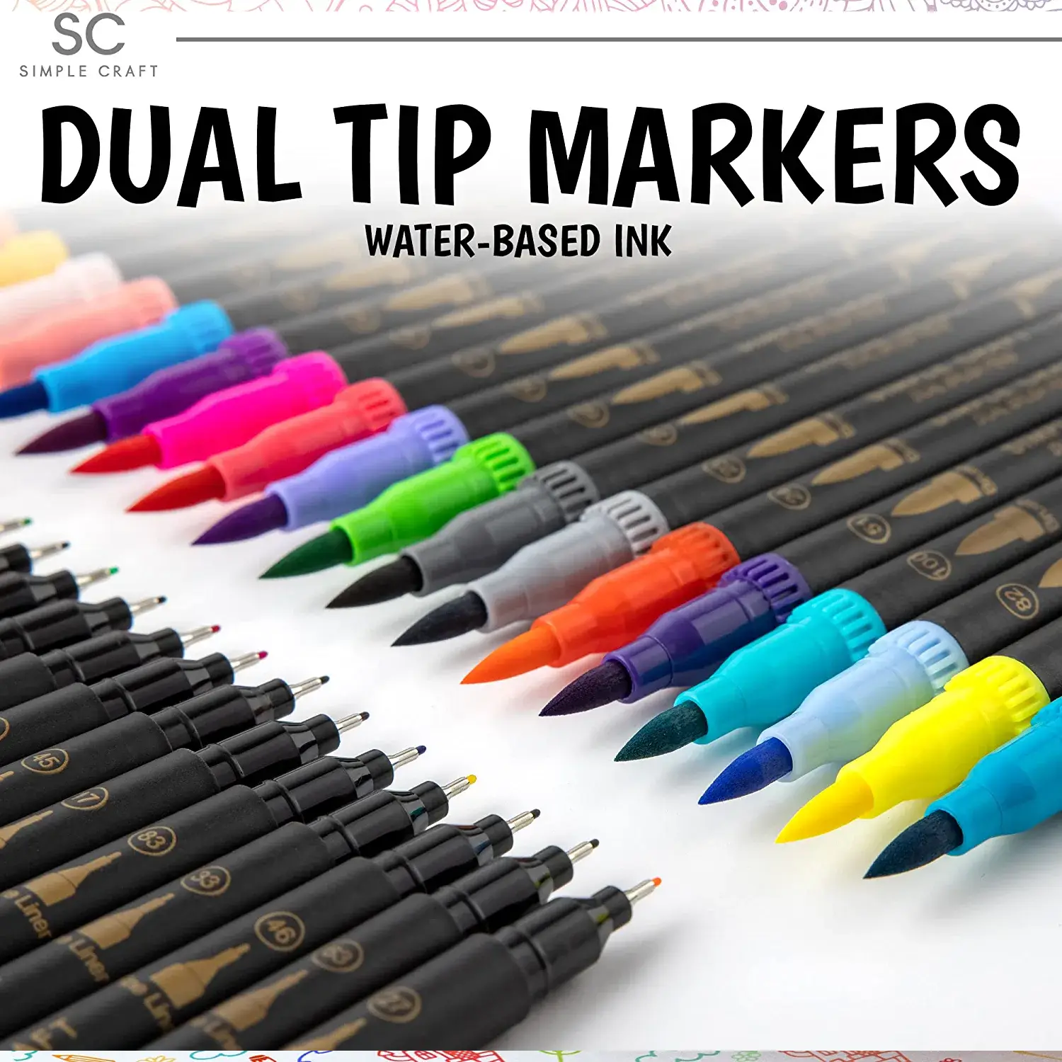 Simple Craft Colored Dual Tip Brush Pens - 36 Colors