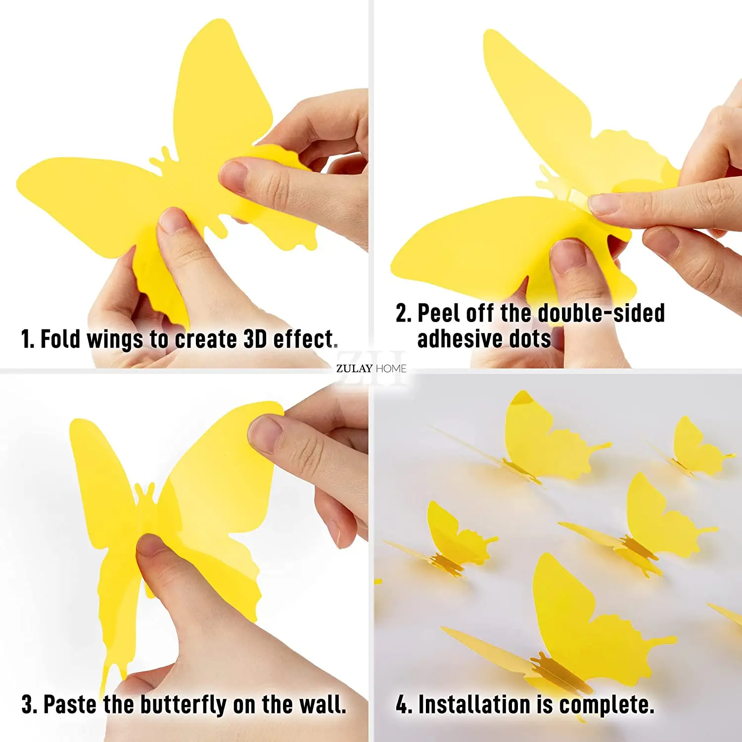 Zulay Home 3D Butterfly Wall Decor - 24pcs Butterfly Decor with 3 Different Sizes