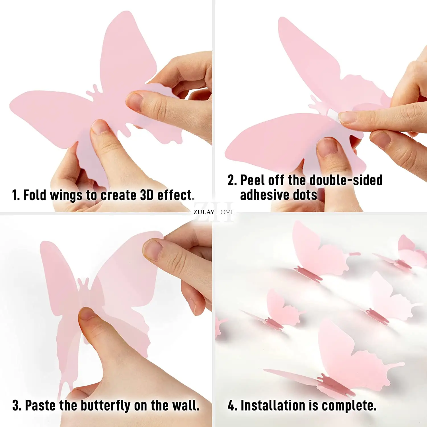 Zulay Home 3D Butterfly Wall Decor - 24pcs Butterfly Decor with 3 Different Sizes