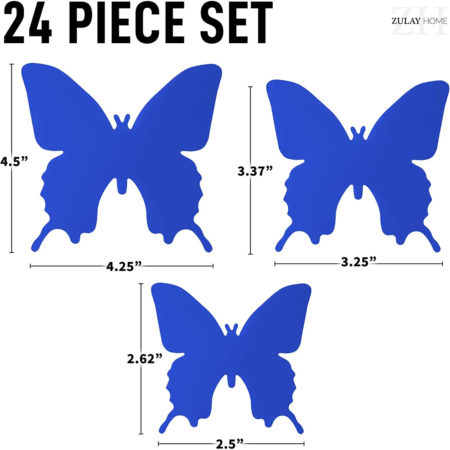 Zulay Home 3D Butterfly Wall Decor - 24pcs Butterfly Decor with 3 Different Sizes