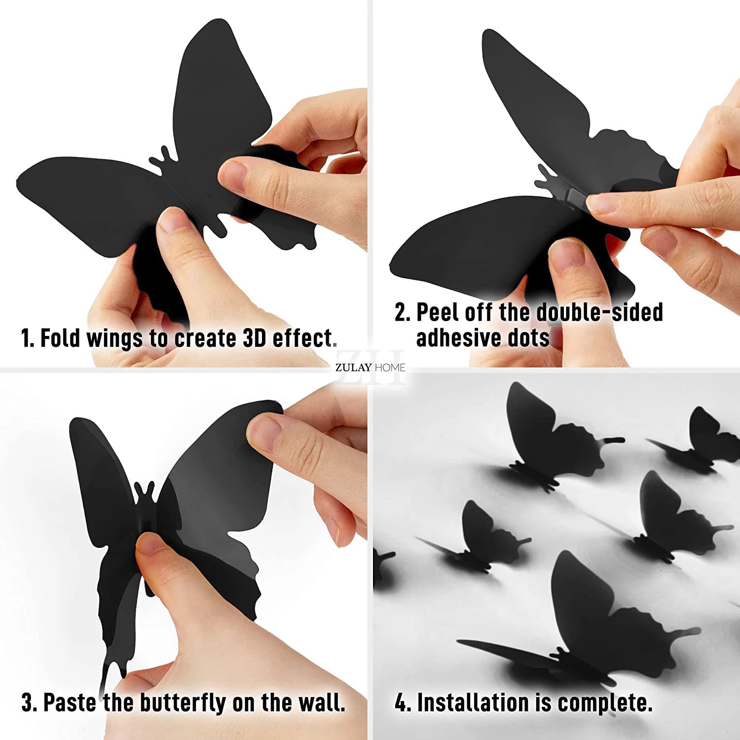 Zulay Home 3D Butterfly Wall Decor - 24pcs Butterfly Decor with 3 Different Sizes