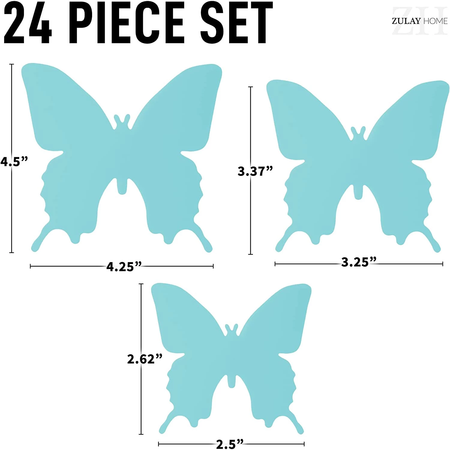 Zulay Home 3D Butterfly Wall Decor - 24pcs Butterfly Decor with 3 Different Sizes