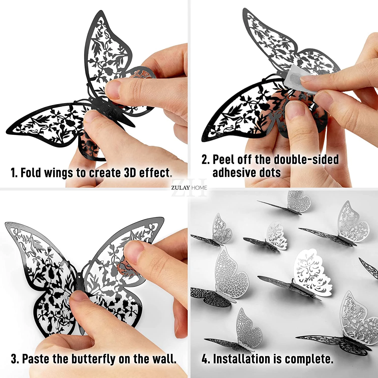 Zulay Home 3D Butterfly Wall Decor - 24pcs Butterfly Decor with 3 Different Sizes