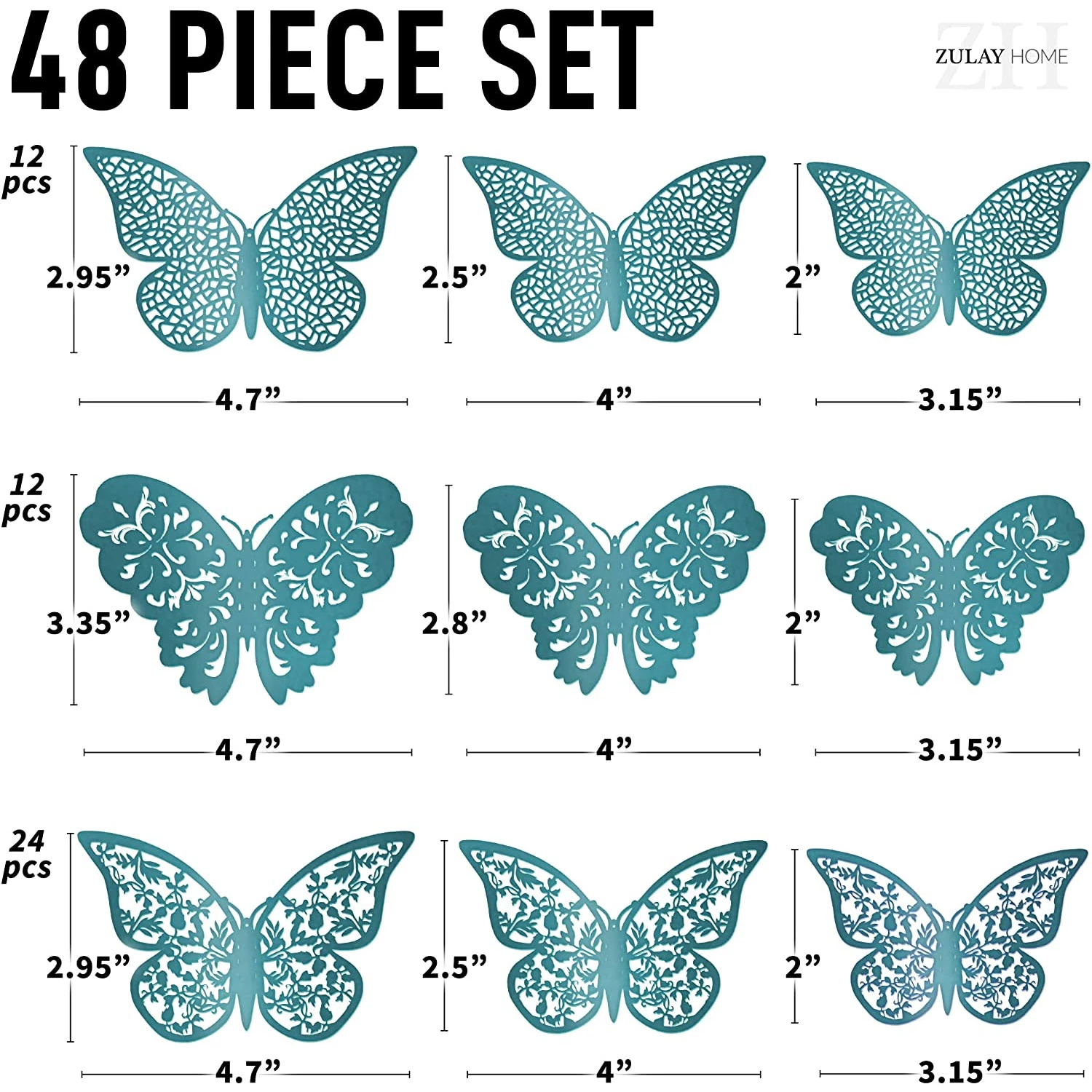 Zulay Home 3D Butterfly Wall Decor - 24pcs Butterfly Decor with 3 Different Sizes