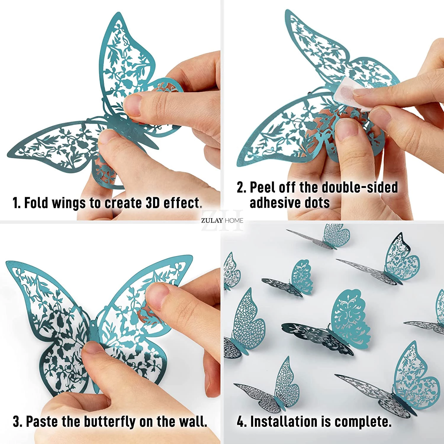 Zulay Home 3D Butterfly Wall Decor - 24pcs Butterfly Decor with 3 Different Sizes