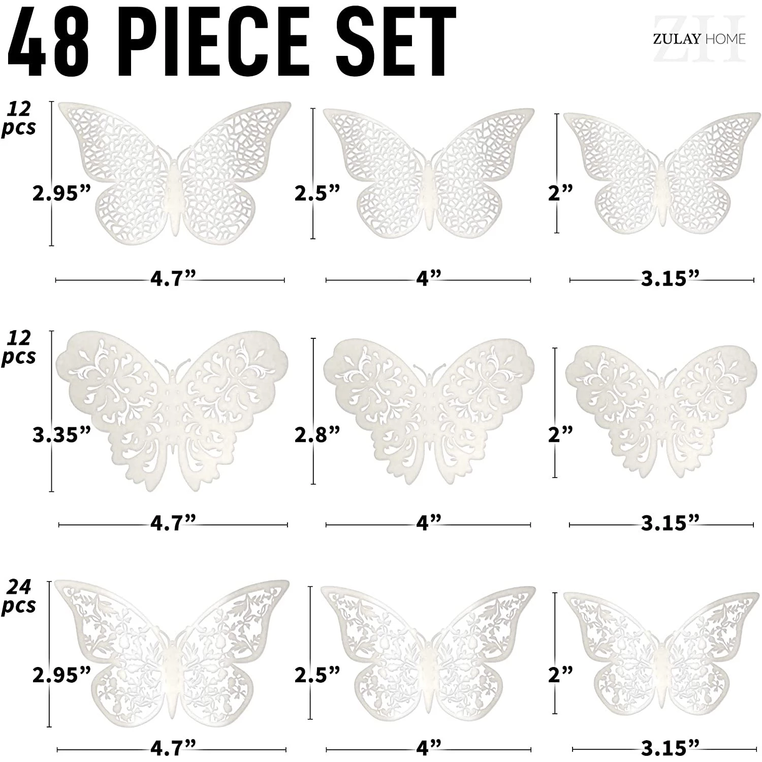 Zulay Home 3D Butterfly Wall Decor - 24pcs Butterfly Decor with 3 Different Sizes