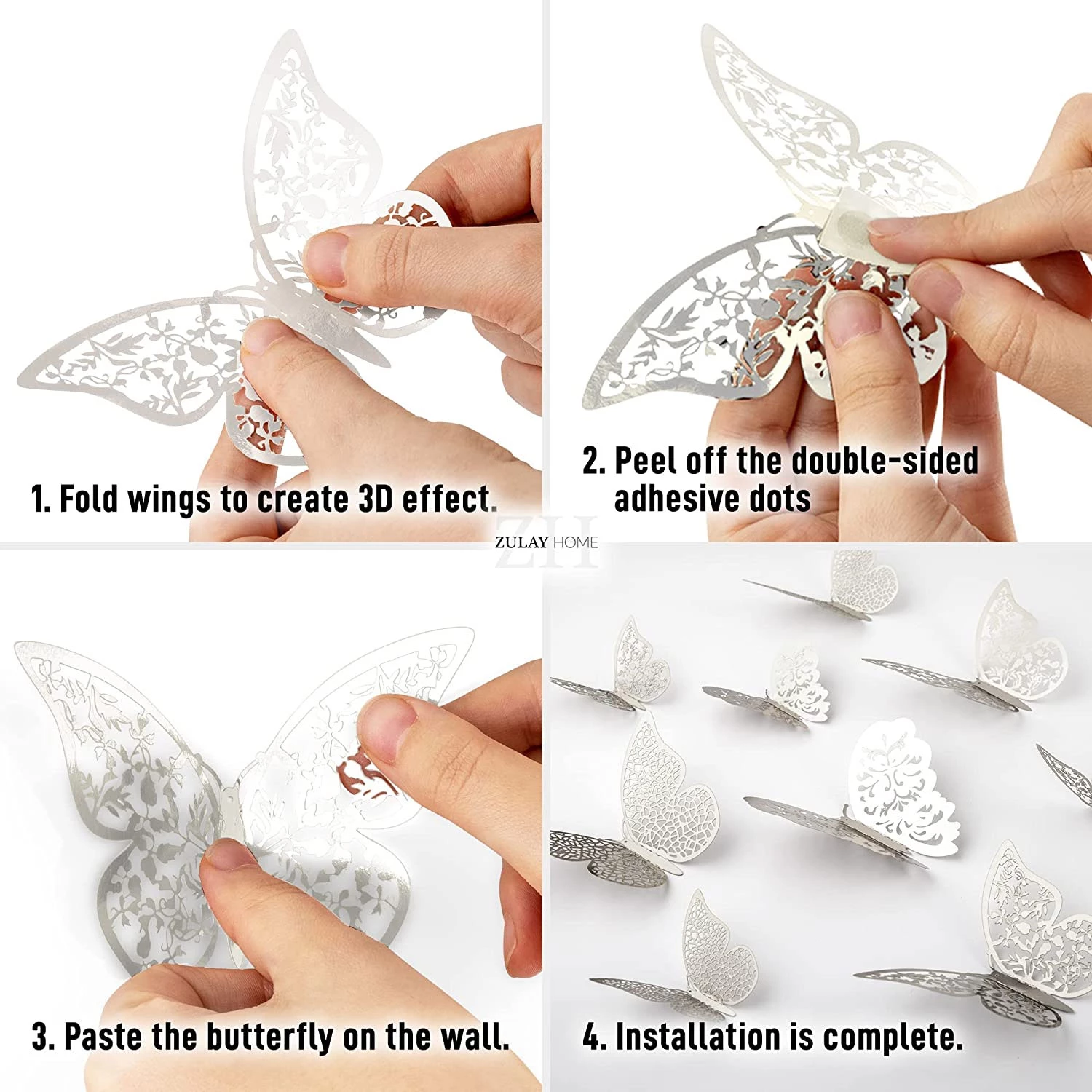 Zulay Home 3D Butterfly Wall Decor - 24pcs Butterfly Decor with 3 Different Sizes