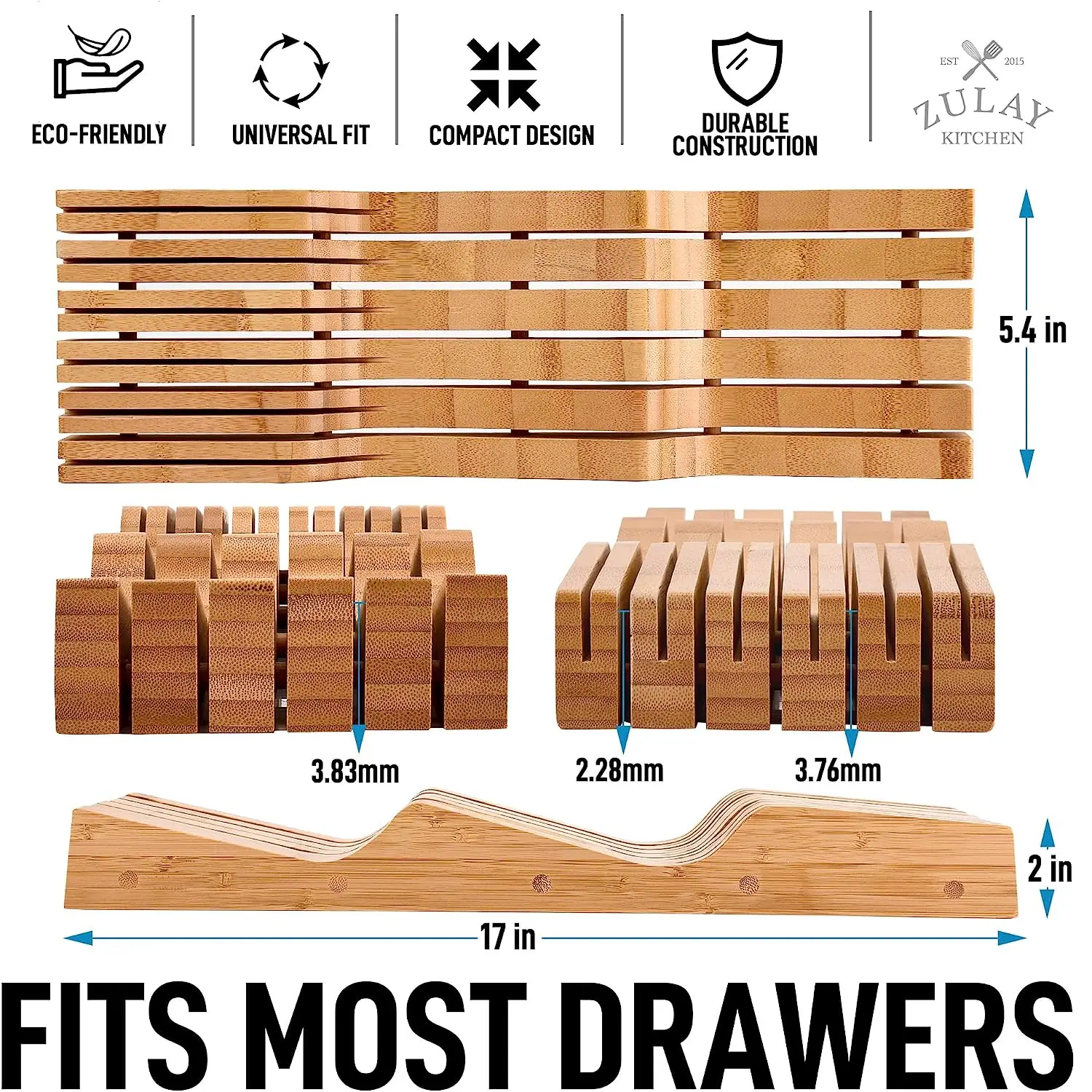 Bamboo Knife Drawer Organizer