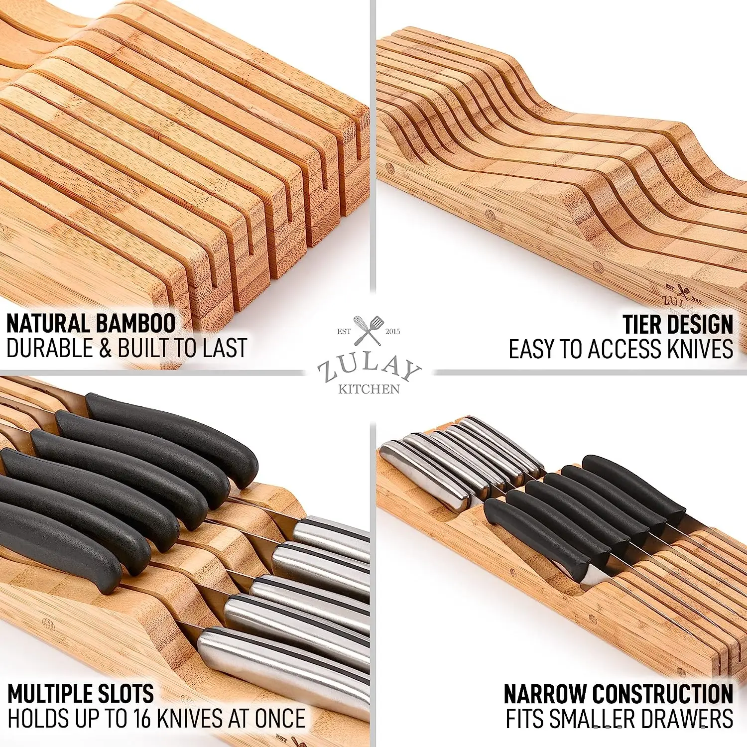 Bamboo Knife Drawer Organizer