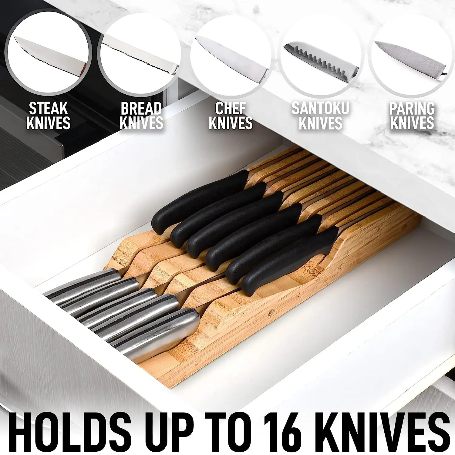 Bamboo Knife Drawer Organizer