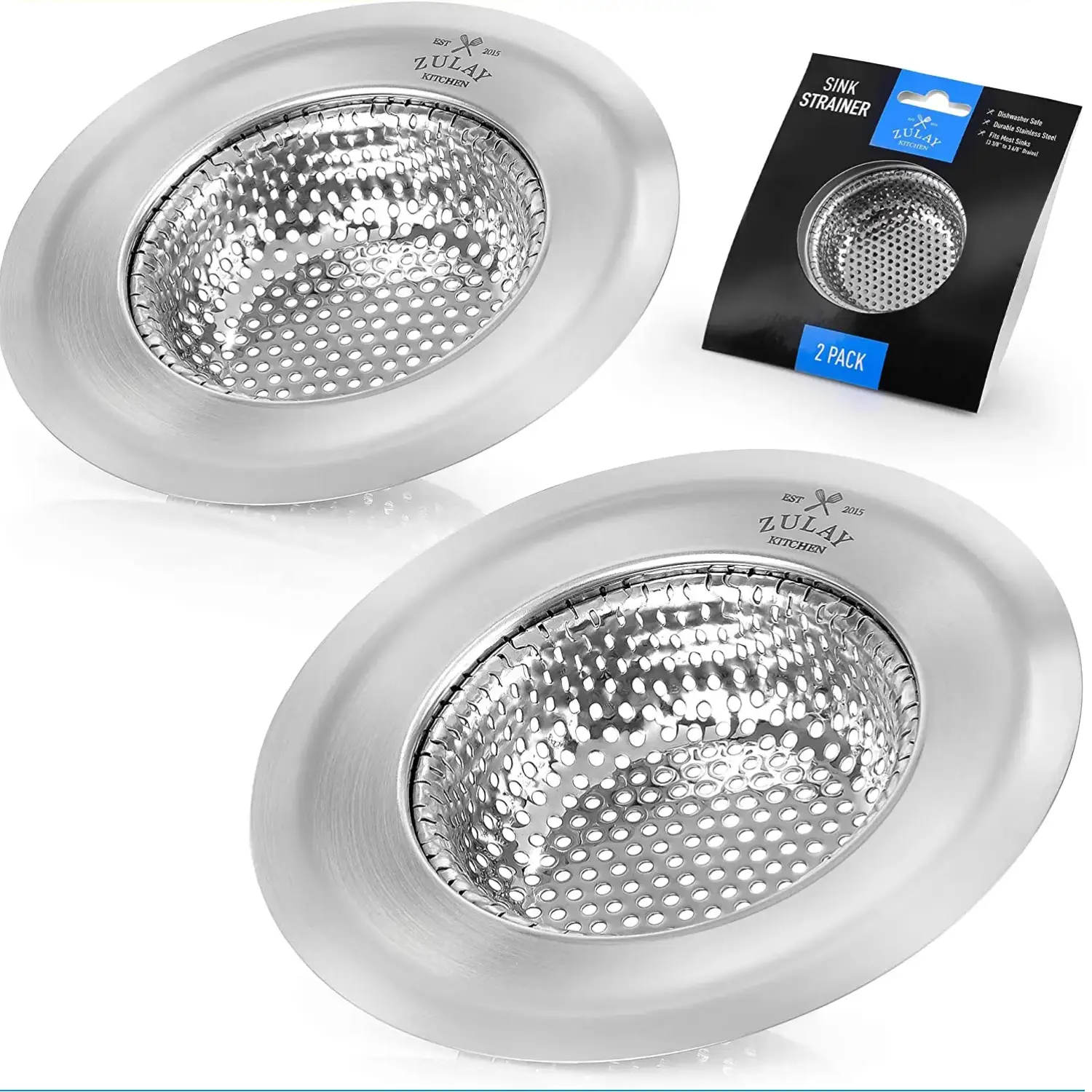 Sink Drain Strainer (2 Pack) - Wide Rim 4.5” Diameter