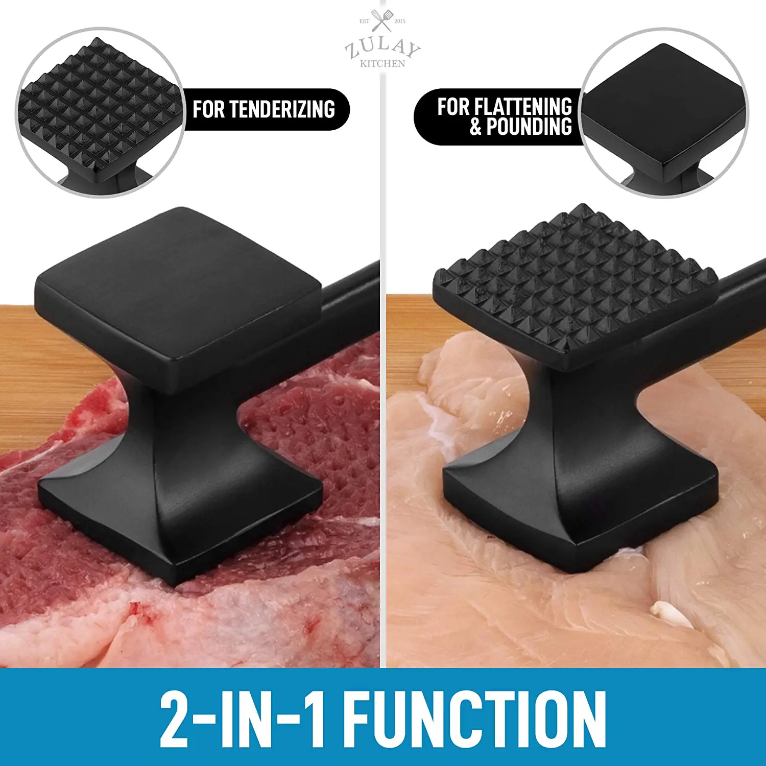 Meat Tenderizer Hammer (Black) - 10 Inch