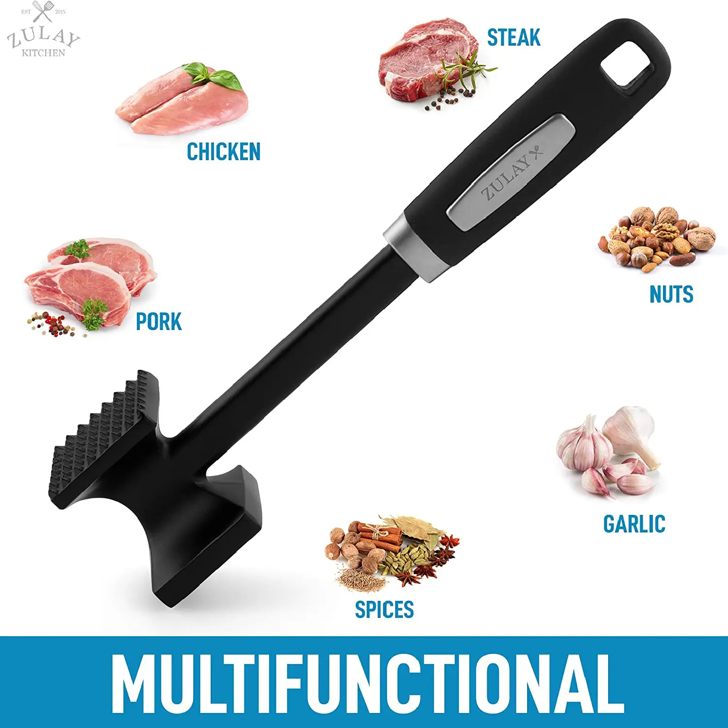 Meat Tenderizer Hammer (Black) - 10 Inch