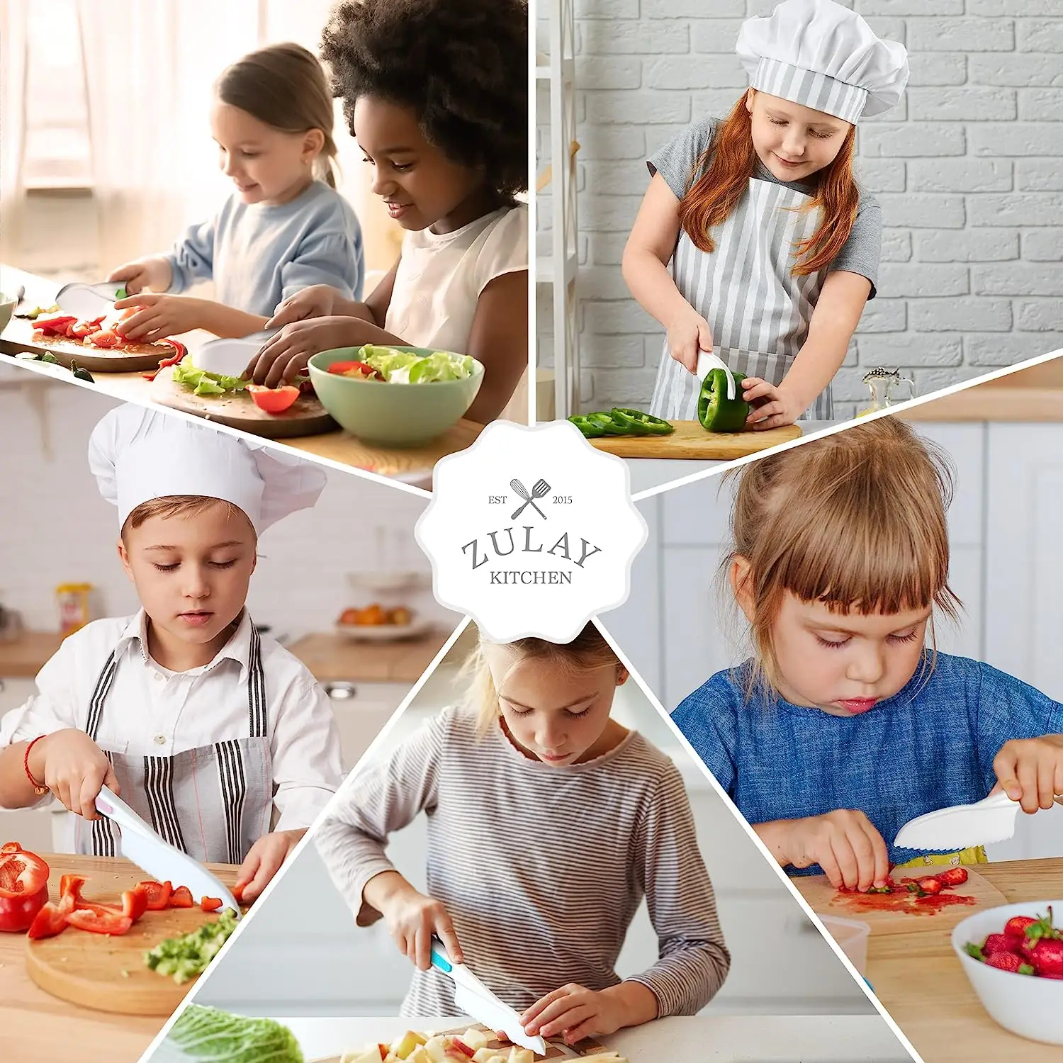 Zulay Kids Knife Set for Cooking and Cutting Fruits Veggies And Cake - Perfect Starter Knife Set