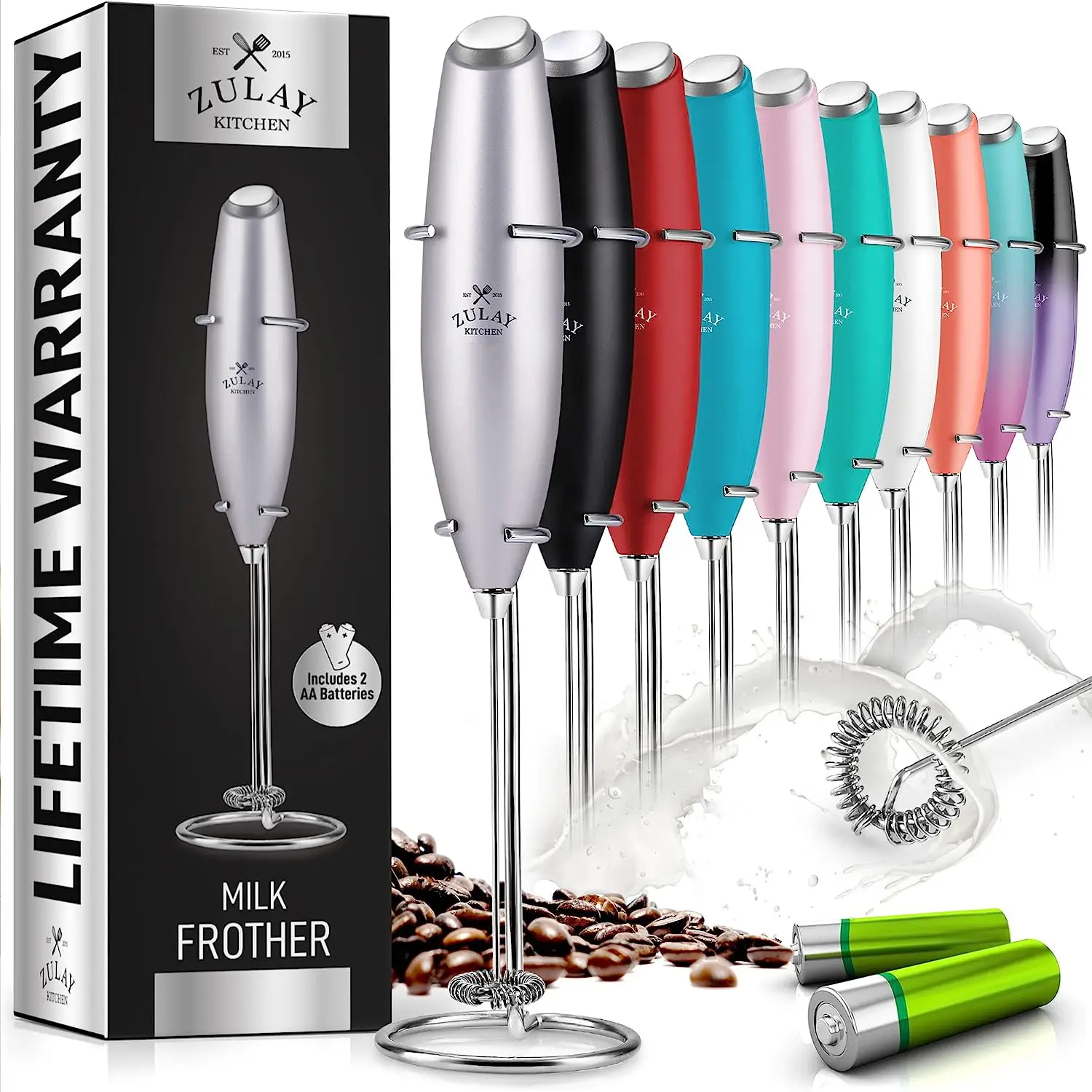 Milk Frother With Holster Stand -  Super Instant Electric Foam Maker With Stainless Steel