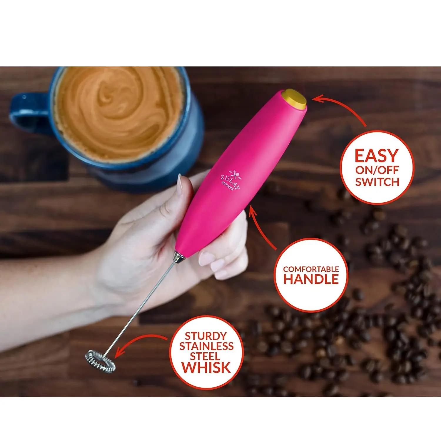 Milk Frother With Holster Stand -  Super Instant Electric Foam Maker With Stainless Steel