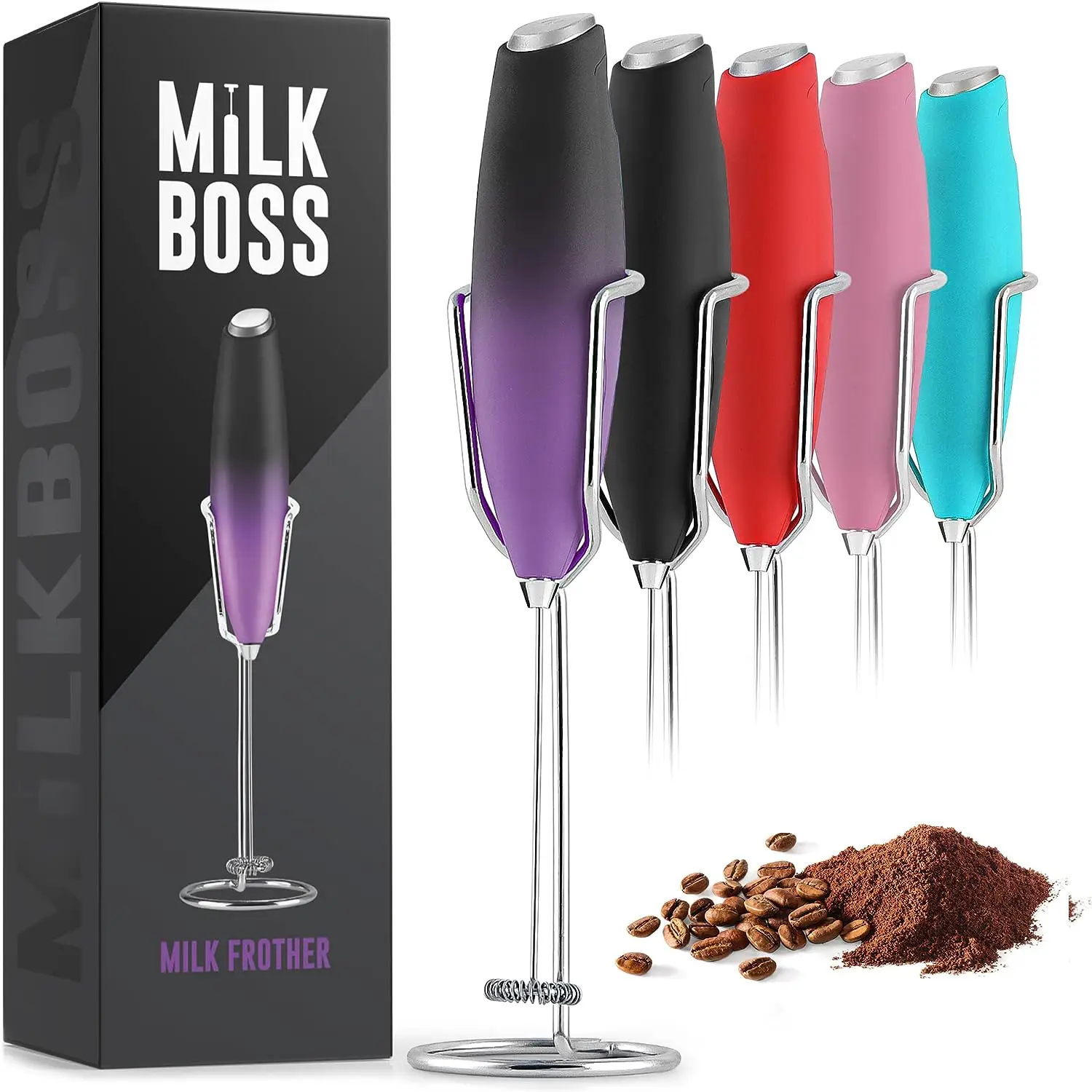 Milk Frother With Holster Stand -  Super Instant Electric Foam Maker With Stainless Steel