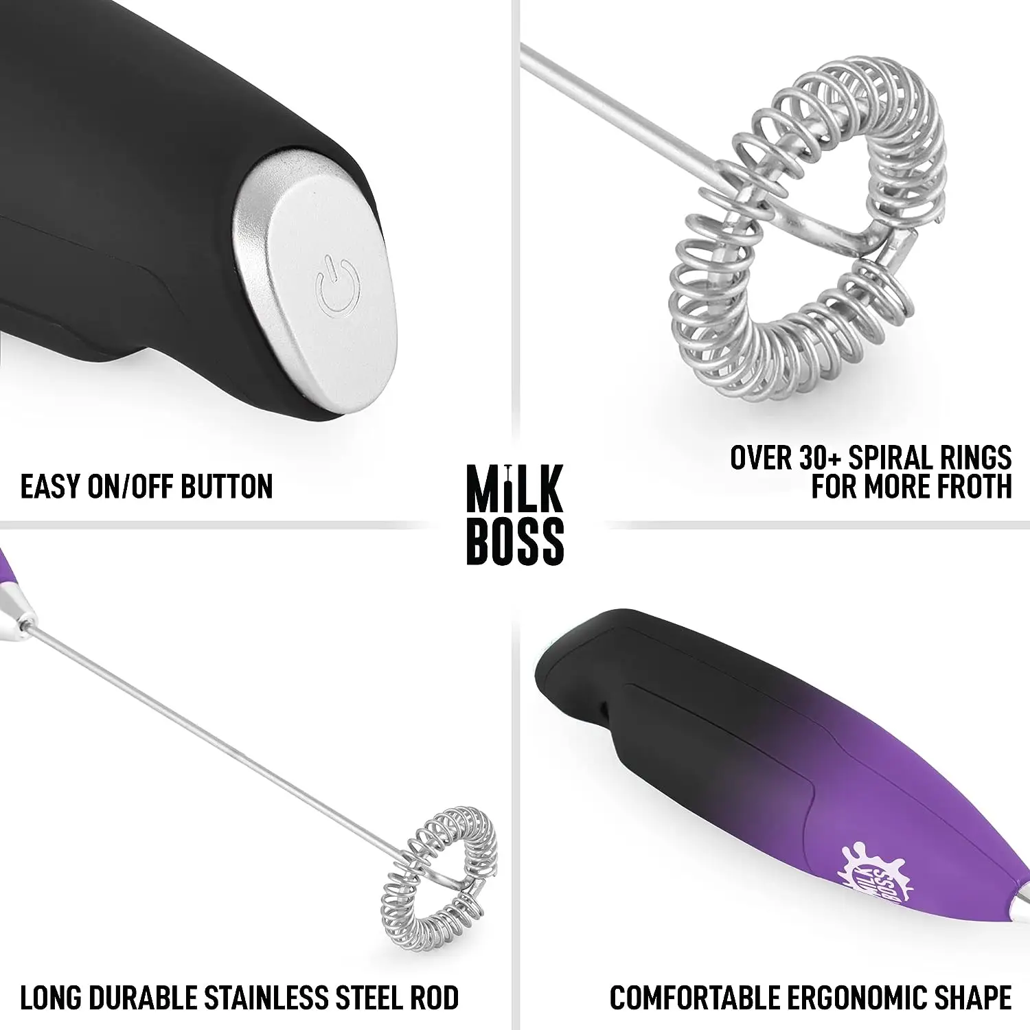 Milk Frother With Holster Stand -  Super Instant Electric Foam Maker With Stainless Steel