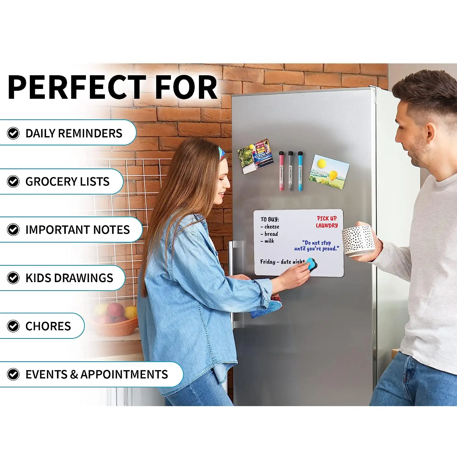 Zulay Kitchen 12x8" Magnetic Whiteboard for Fridge