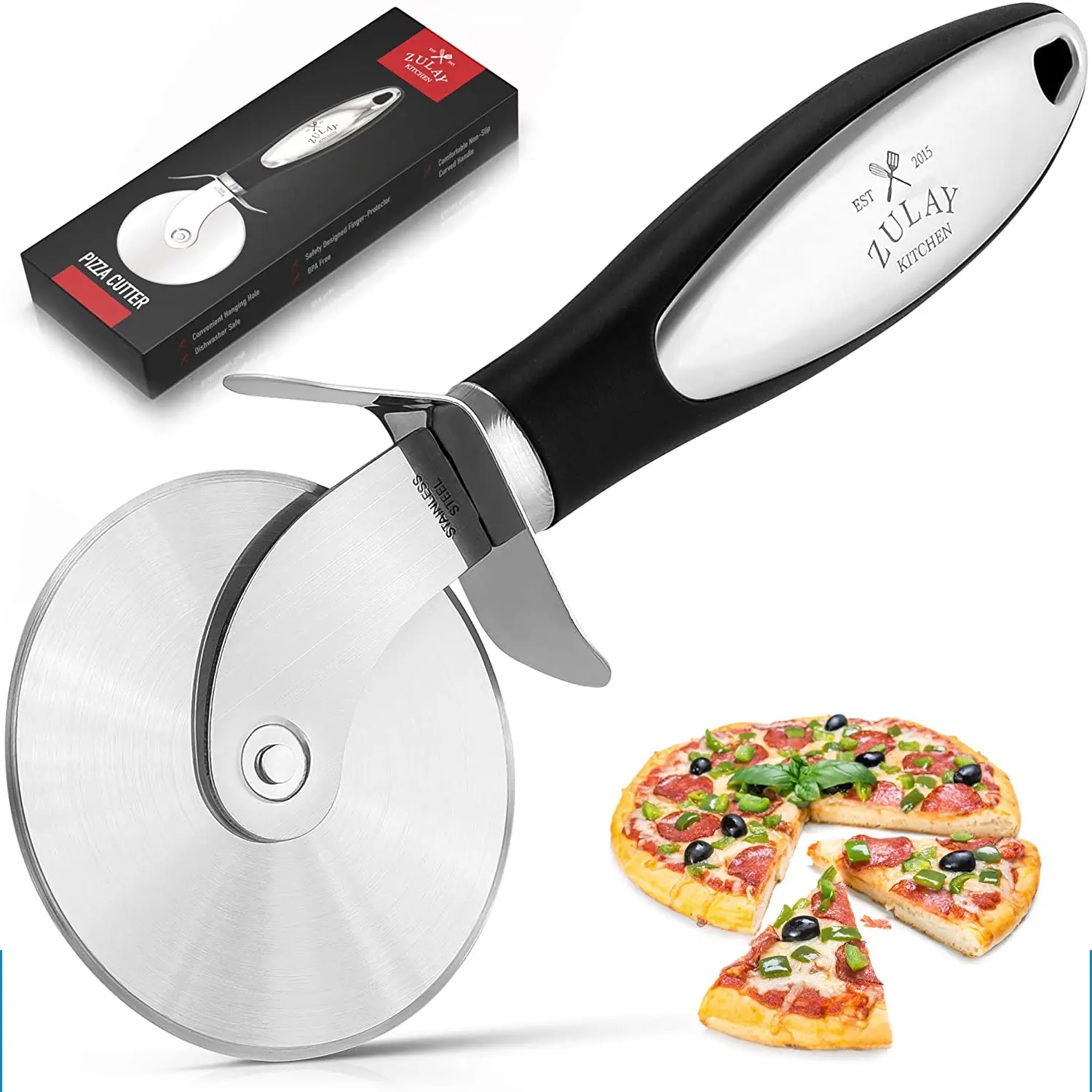 Pizza Cutter Wheel With Non Slip Ergonomic Handle