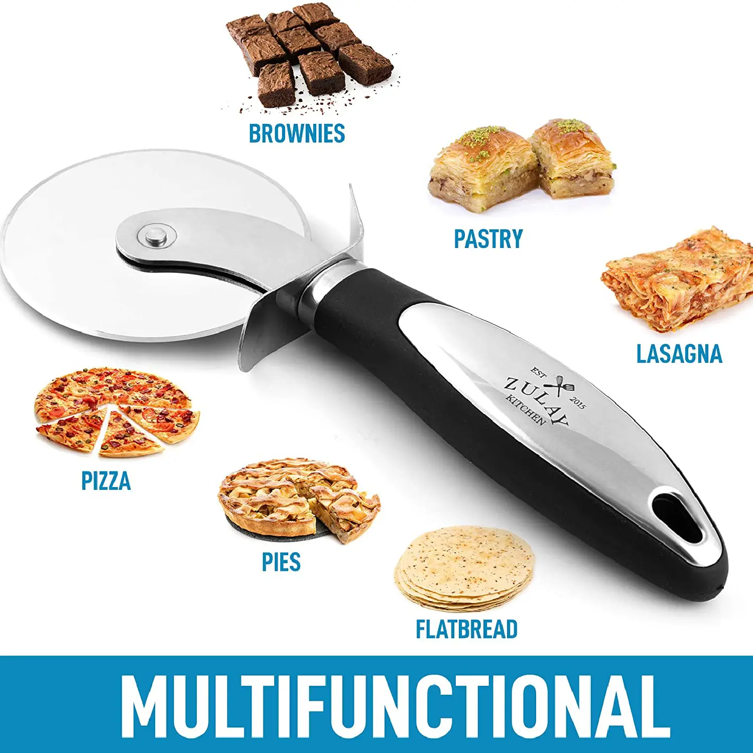 Pizza Cutter Wheel With Non Slip Ergonomic Handle