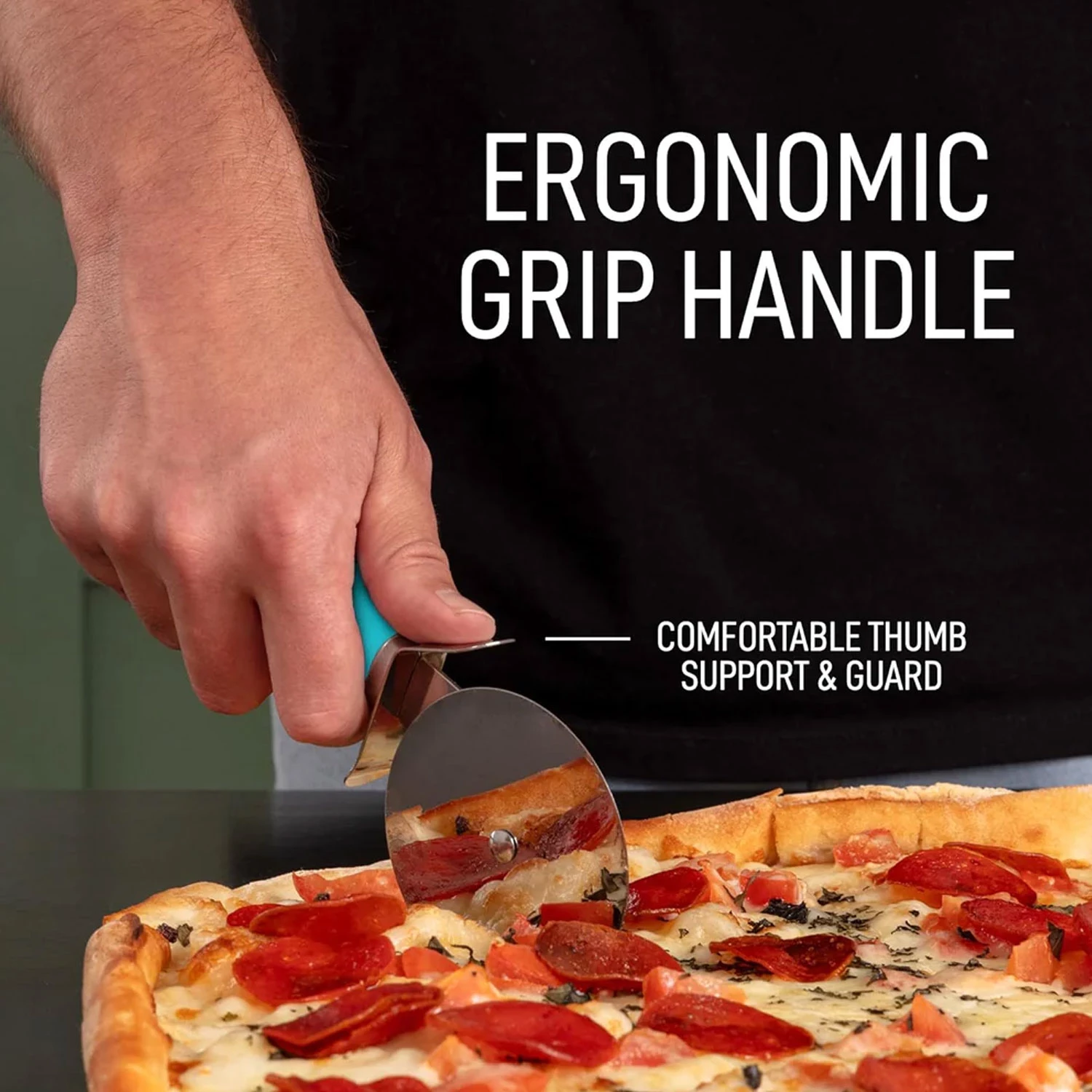 Pizza Cutter Wheel With Non Slip Ergonomic Handle