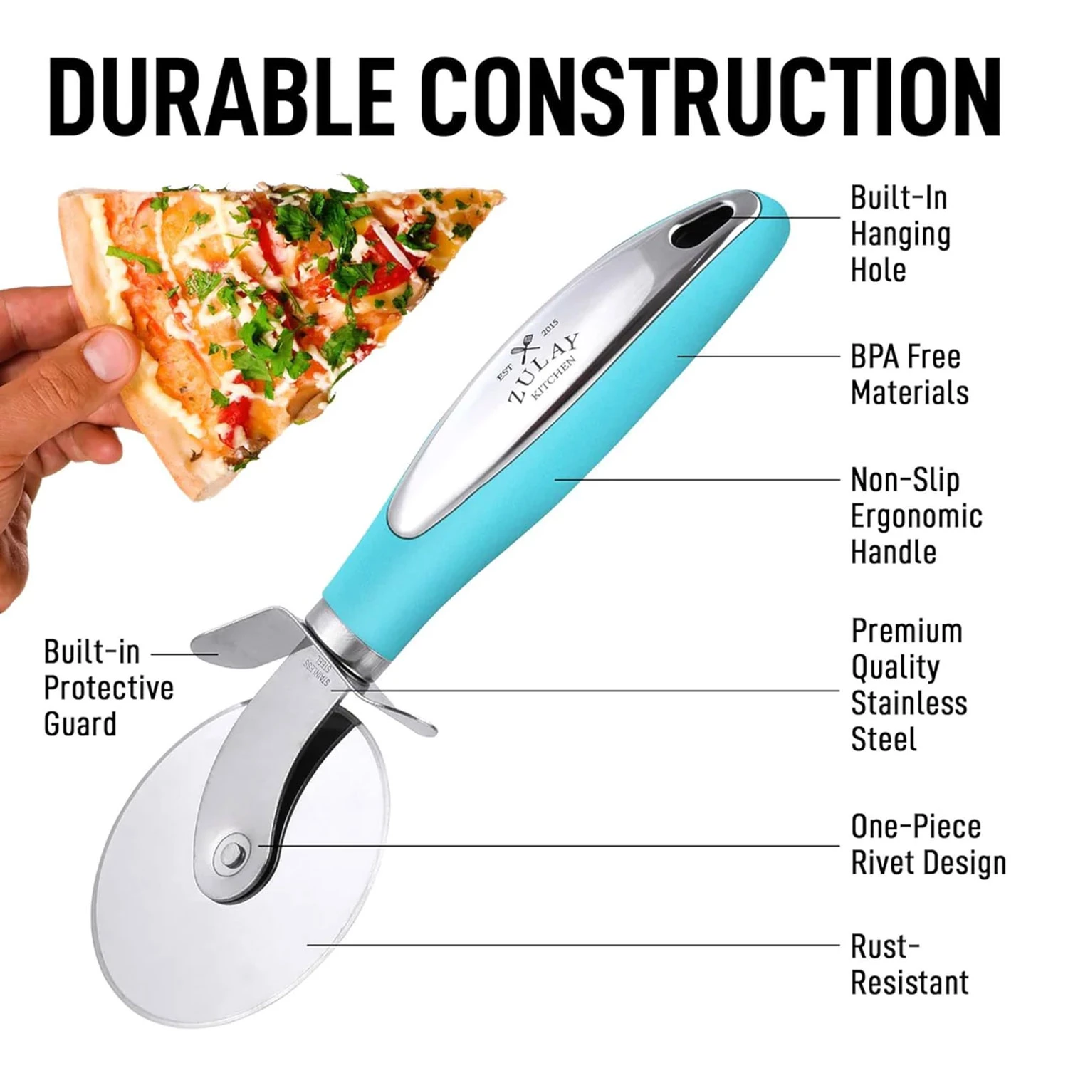 Pizza Cutter Wheel With Non Slip Ergonomic Handle