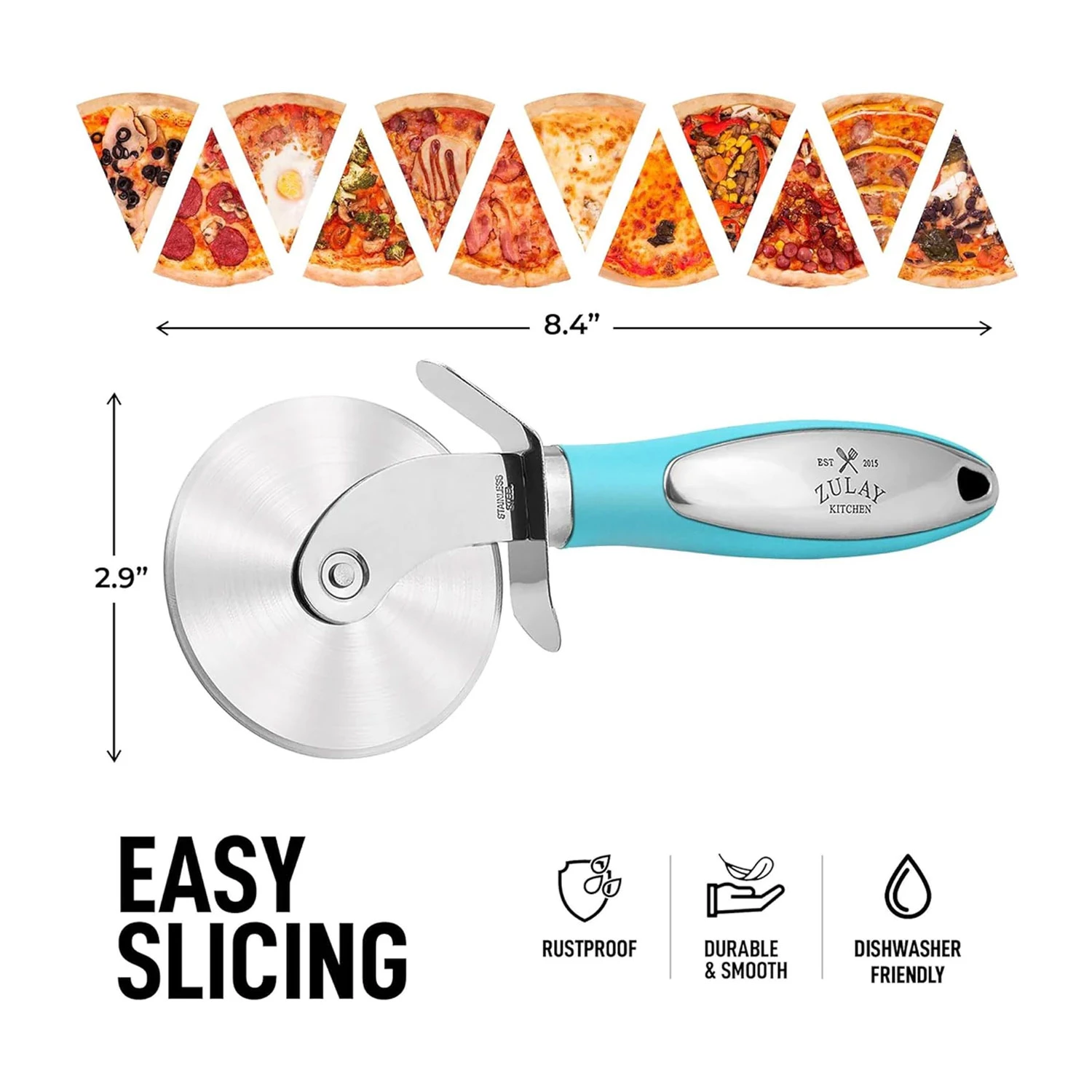 Pizza Cutter Wheel With Non Slip Ergonomic Handle