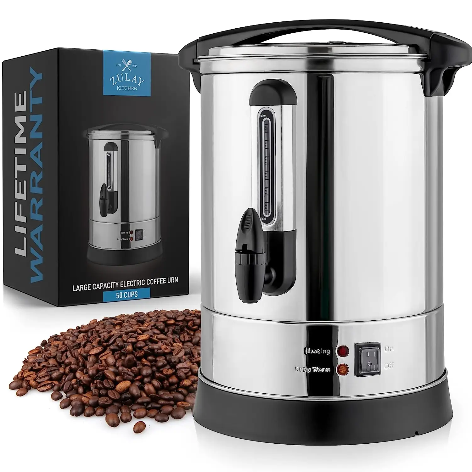 Zulay Premium 50 Cup Commercial Coffee Urn - Stainless Steel